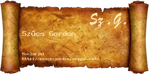 Szűcs Gordon névjegykártya